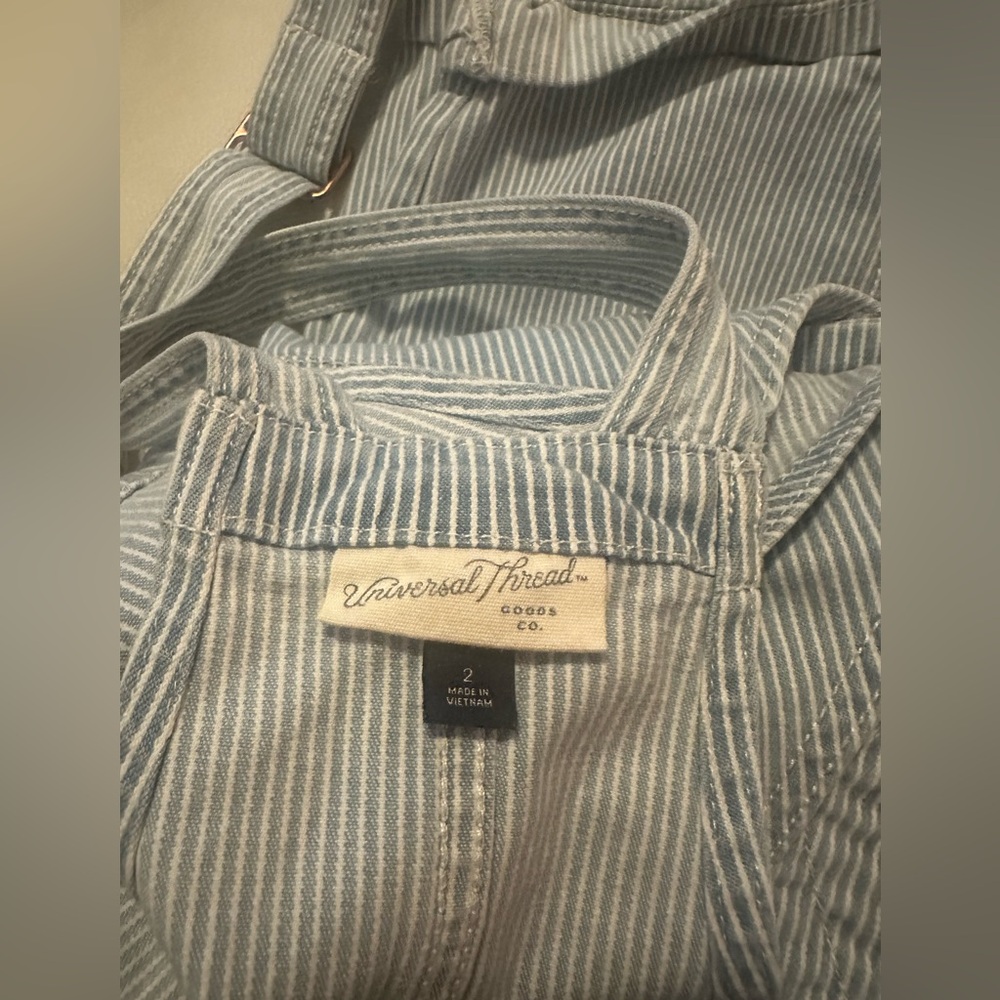 Universal Thread Light Blue Striped Overalls 02 L… - image 5